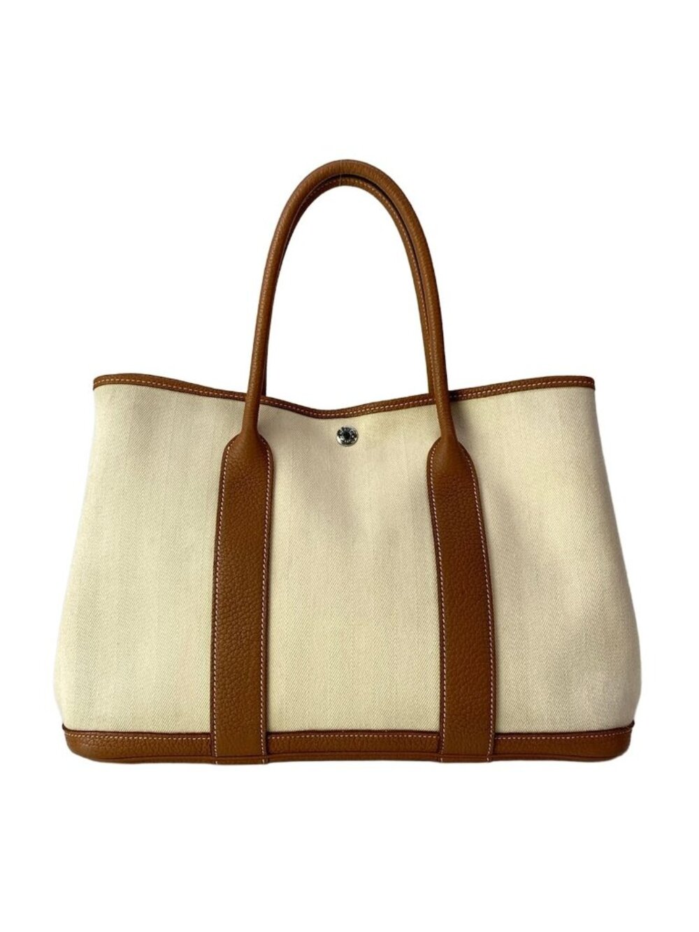 Hermes Tote Garden Party PM Beige Gold Leather